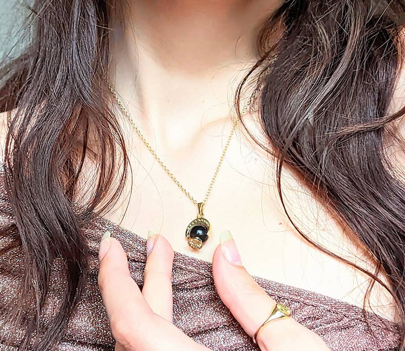 Crystal Ball Necklace - Magic Orb, Obsidian, Witchy charm