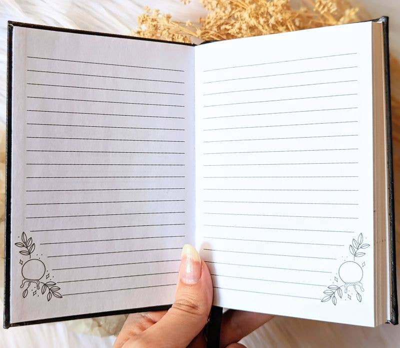 Mini Vegan Leather Journal Spell Book - Clear quartz crystal