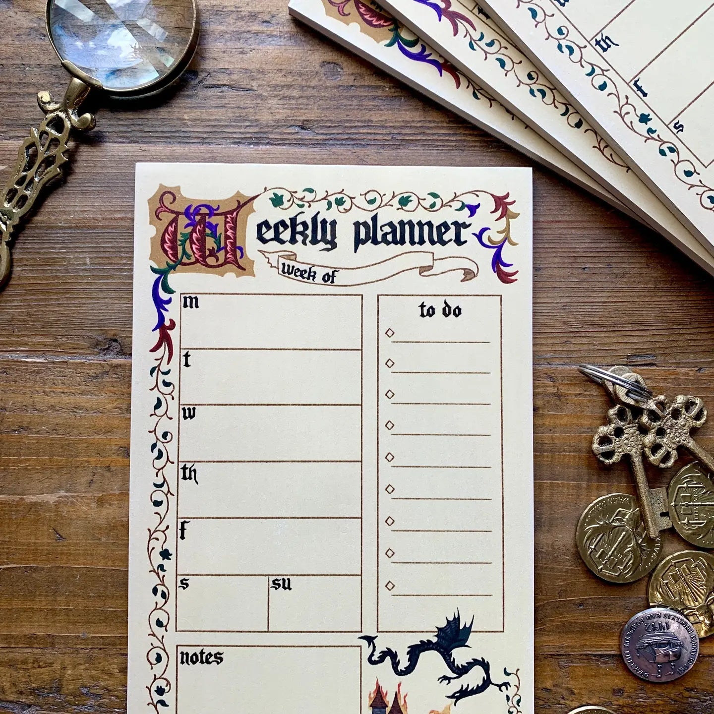 Medieval Weekly Planner Notepad (5.5 X 8.5)